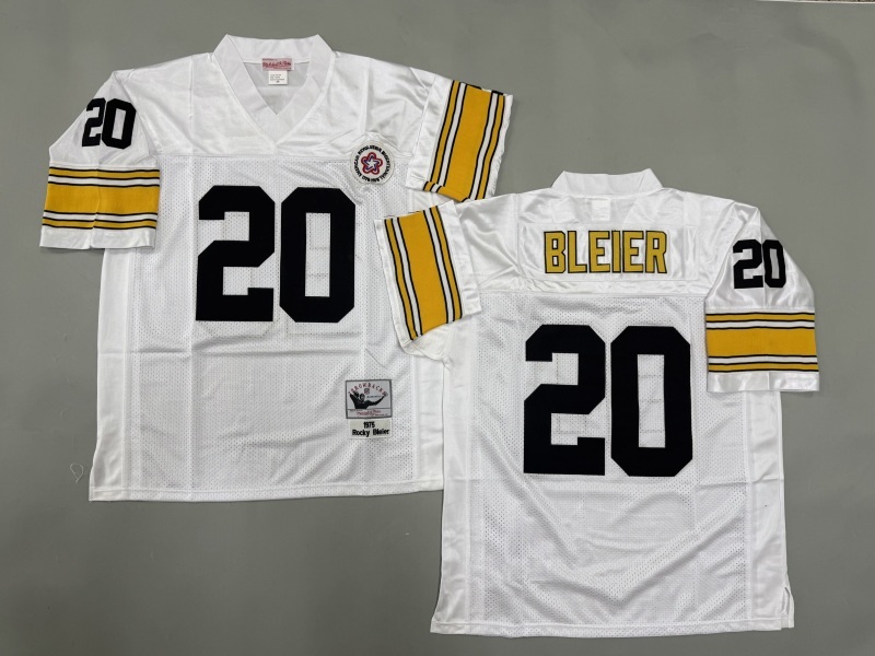 Men 2025 Pittsburgh Steelers 20 Bleier white Throwback Limited NFL Jersey style 002